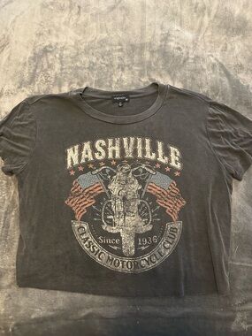 Nashville Classic Motorcycle Club Graphic Crop Top - Charcoal Grey